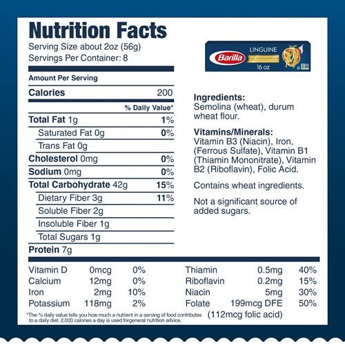 Pâtes Linguine Barilla, boîte de 450 g – Pâtes sans OGM à base de semoule de blé dur – Marque de pâtes n°1 en Italie – Pâtes certifiées casher