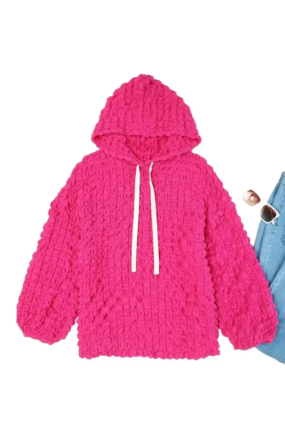 Sweat à capuche Rose Bubble Texturé Gaufre