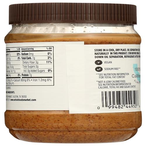 Whole Foods Market, Beurre d'amandes crémeux, 16 oz