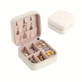 Étui à bijoux de voyage compact – Crème douce avec fermeture éclair
