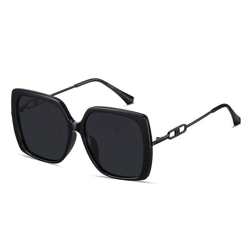 Lunettes de soleil polarisées à grande monture métallique – Lunettes de conduite surdimensionnées