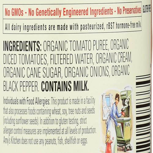 Amys, Soupe Tomate Bisque Morceaux Bio Faible Teneur en Sel, 411 g