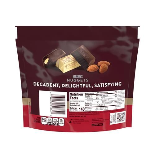 Hershey's Nuggets Chocolat Noir Spécial aux Amandes, sachet à partager, 286 g