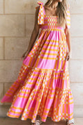 Robe à Bretelles et Blocs de Couleurs pour Filles : Élégance et Gaieté Estivale