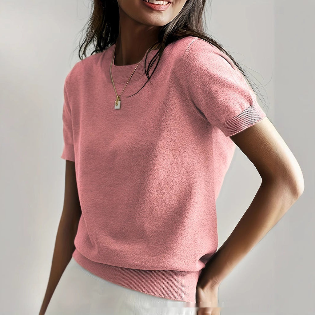 T-shirt minimaliste doux et extensible pour femme – Haut ajusté au quotidien
