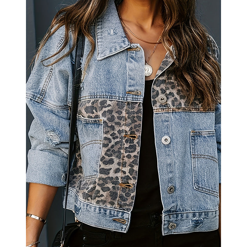 Veste en jean courte déchirée pour femme