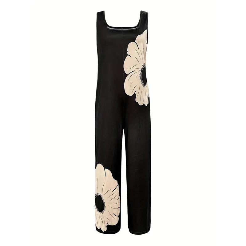Combinaison sans manches à encolure carrée et imprimé floral pour femme