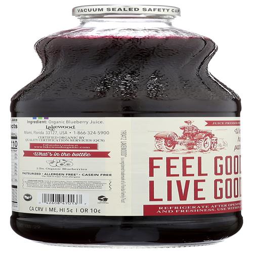 Jus pur de myrtille biologique Lakewood, 946 ml