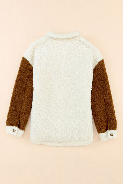 Veste Sherpa Mignonne pour Femme avec Fermeture Boutonnée et Col, Style Rétro Élégant