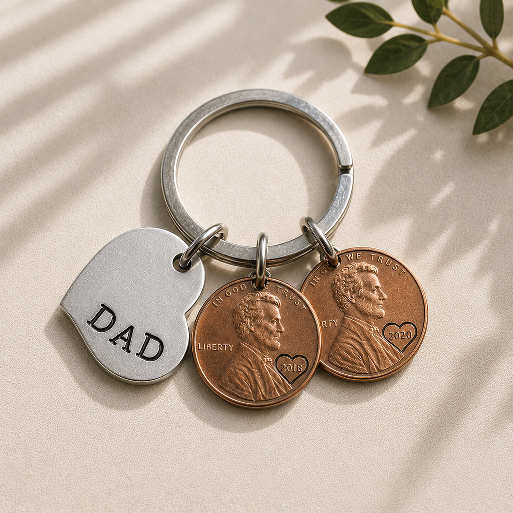 Porte-clés personnalisable Papa (pièce de monnaie)