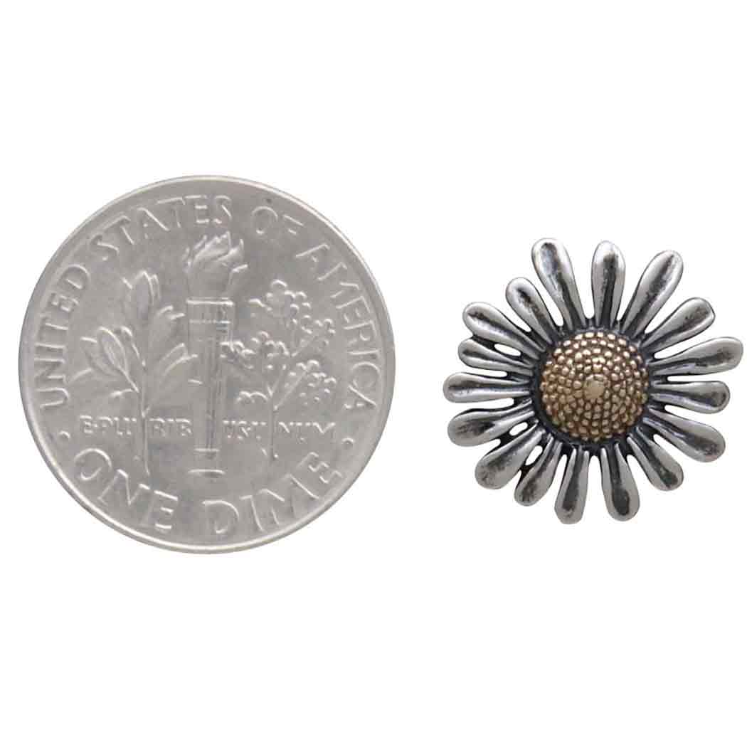 Boucles d'oreilles clous marguerite en métaux mélangés 13x13mm