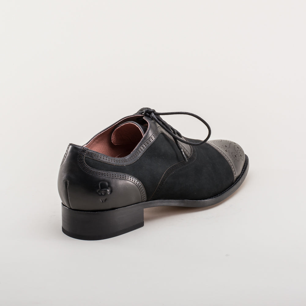 Dandy Men's Vintage Cap Toe Oxfords (Black)