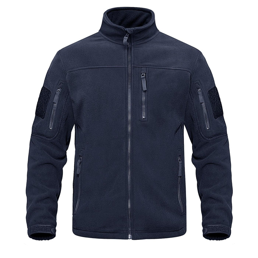 Veste tactique d'extérieur en polaire bleu foncé chaude multi-poches style unique doux manteaux de travail veste coupe-vent homme manteau de randonnée sport pour l'hiver et l'automne