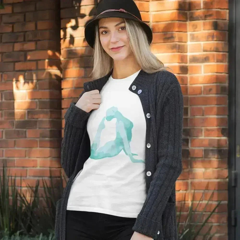 T-shirt en jersey à manches courtes et imprimé plié vers l'arrière de yoga