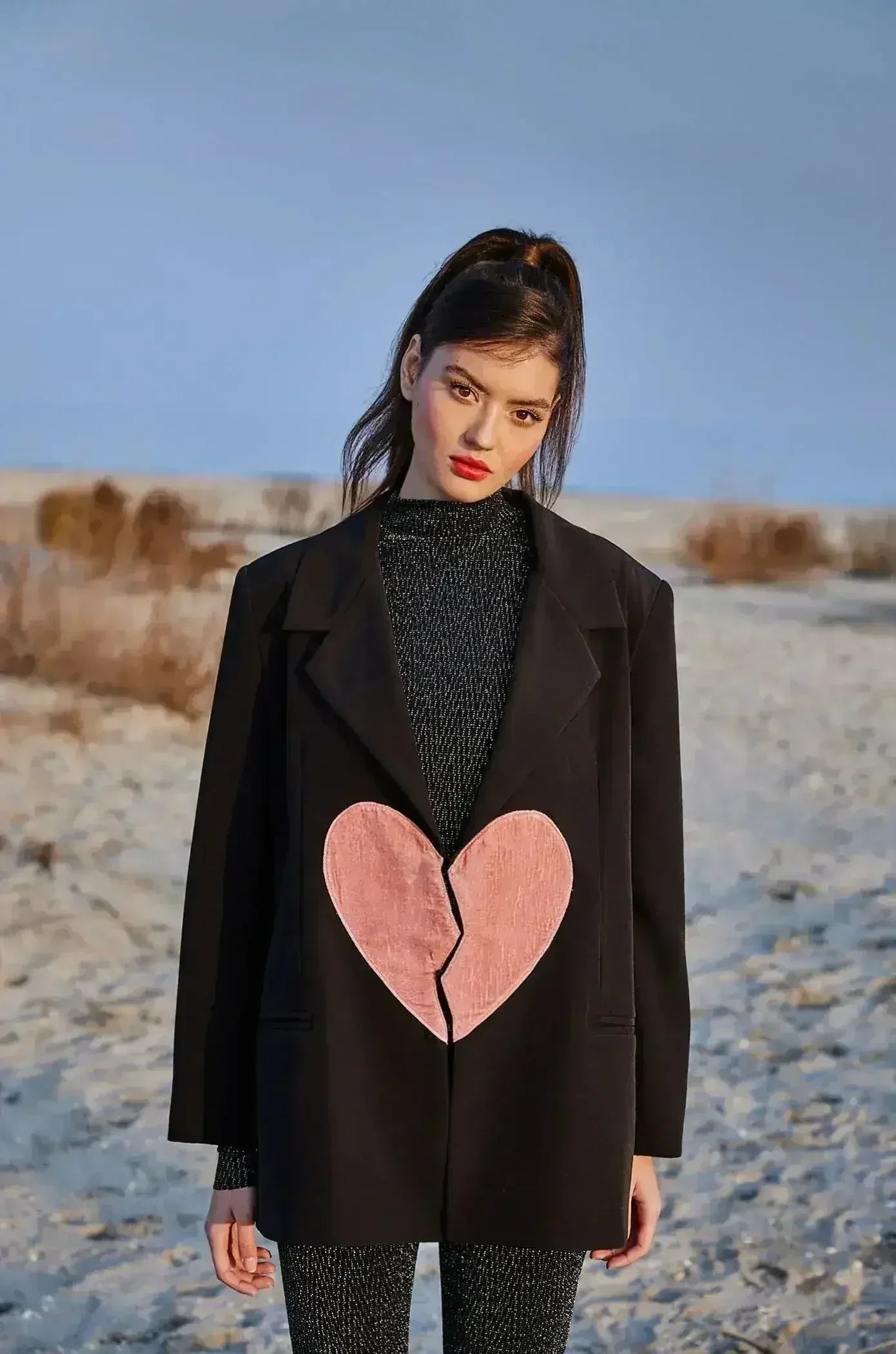 Blazer oversize cœur brisé