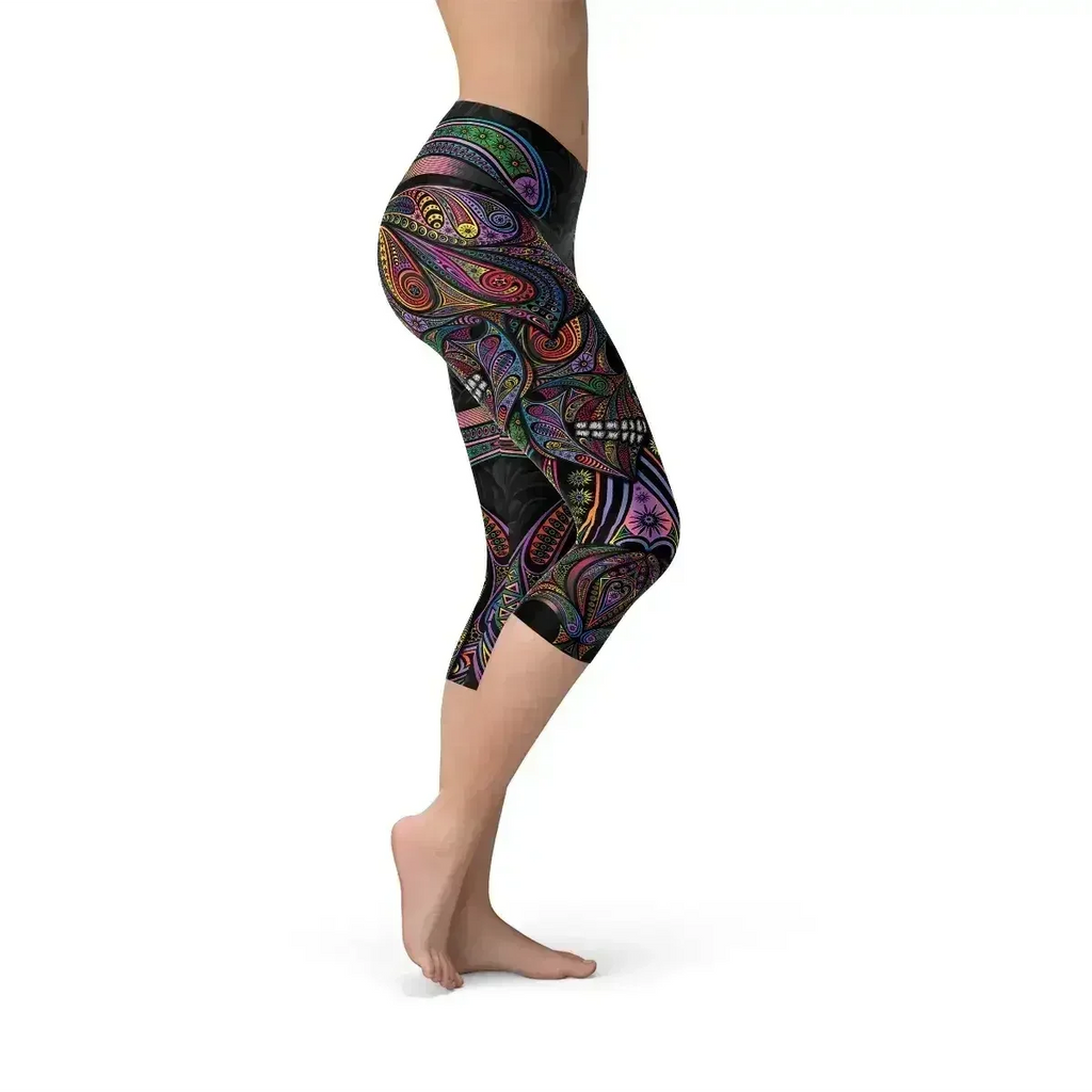 Legging Capri Crâne de Sucre pour Femme