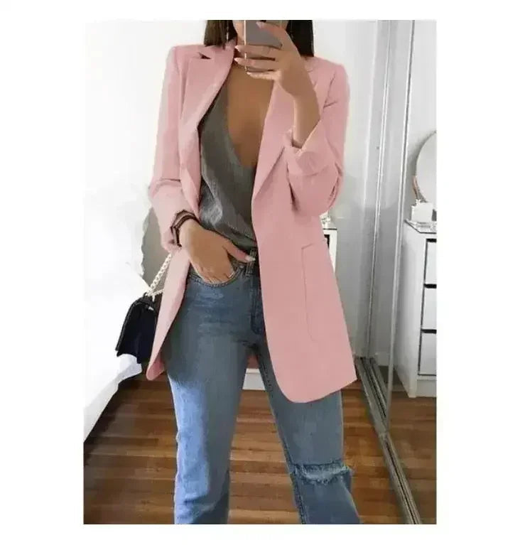 Automne Femmes Décontracté Blazers Ajustés Veste Costume Mode Dame Bureau Costume