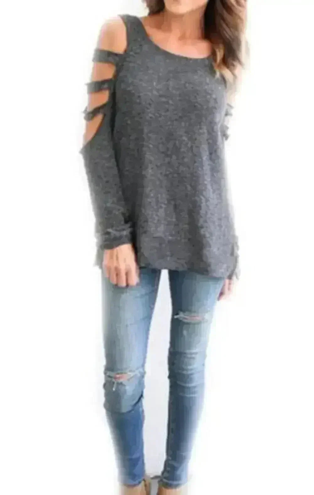 Haut à épaules découpées - Blouse tendance à manches longues | Femstylo