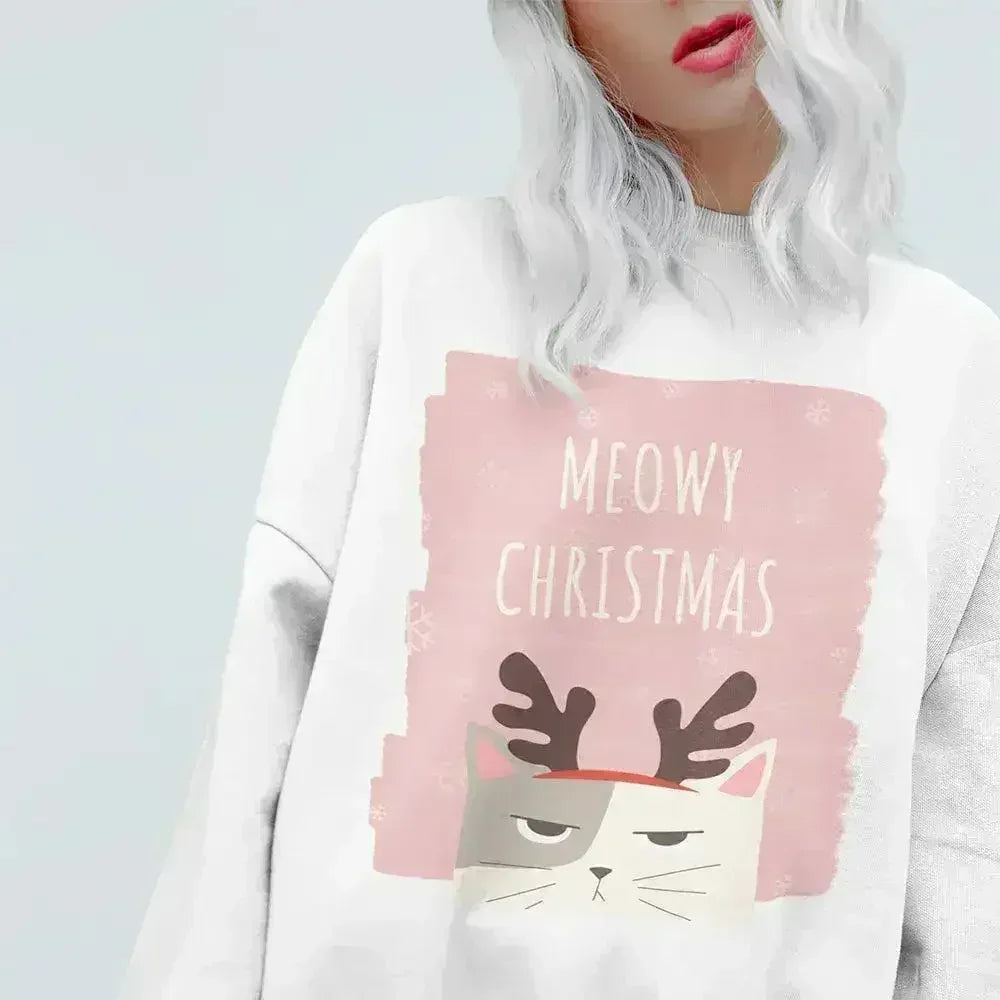 Sweat-shirt "Meowy Christmas" - Vêtements d'intérieur festifs pour chat | Femstylo