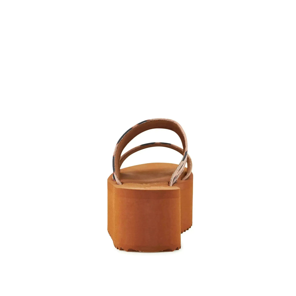 Sandales plateforme femme 2 brides léopard