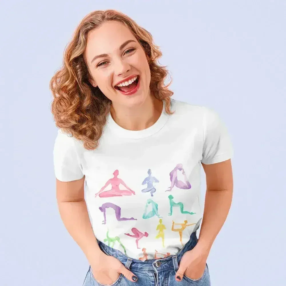 T-shirt à manches courtes en jersey imprimé motifs Yoga