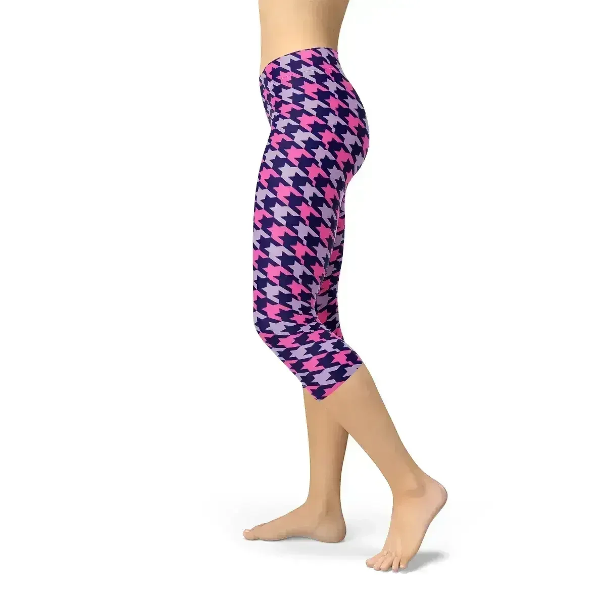 Legging Capri Pied-de-poule Rose Violet