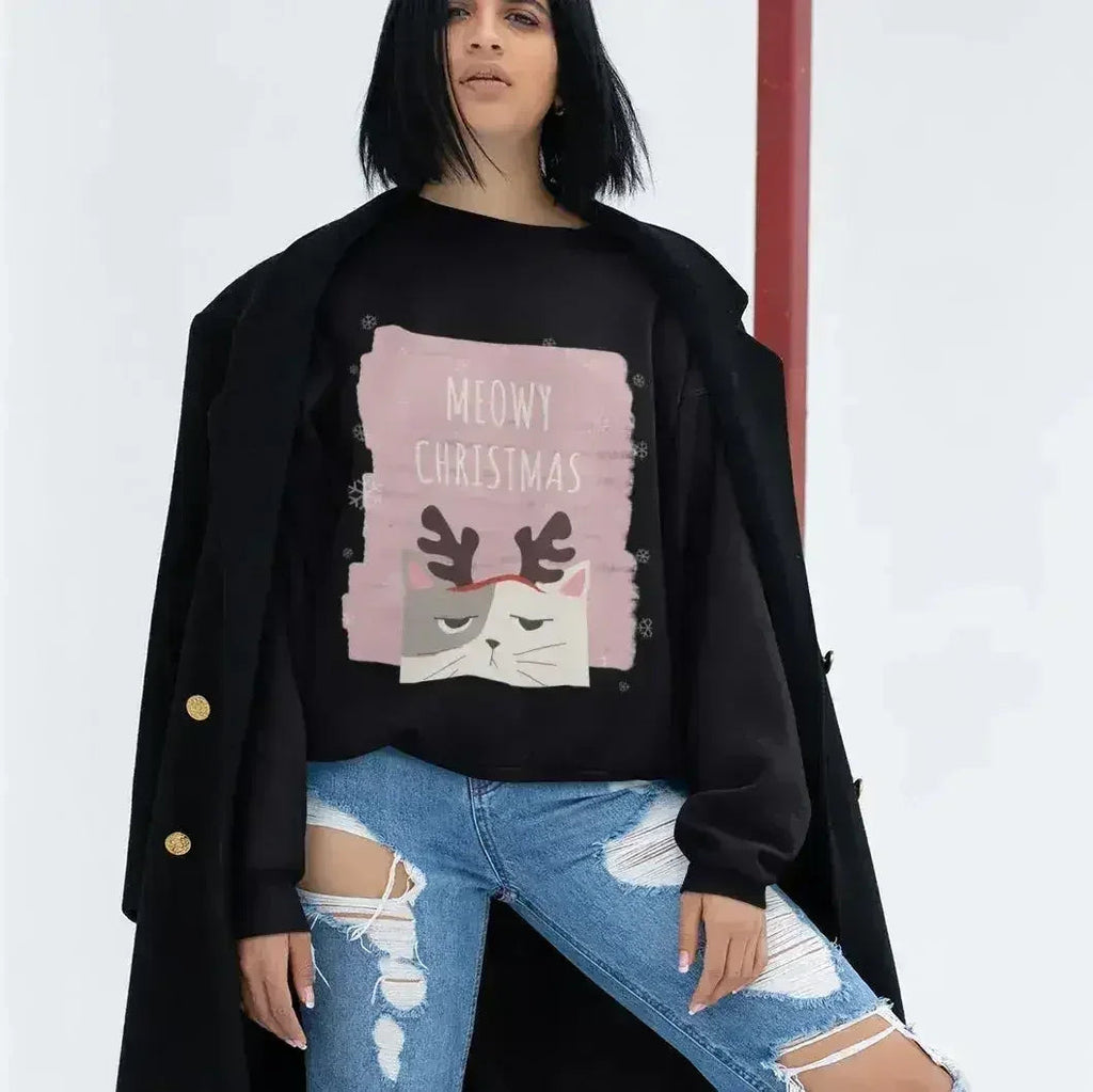 Sweat-shirt "Meowy Christmas" - Vêtements d'intérieur festifs pour chat | Femstylo