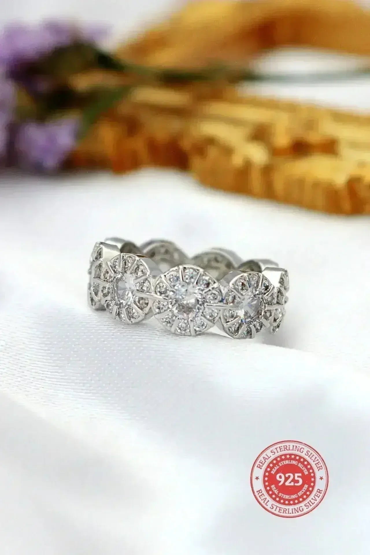 Bague Alliance en Argent 925 avec Oxyde de Zirconium Rond
