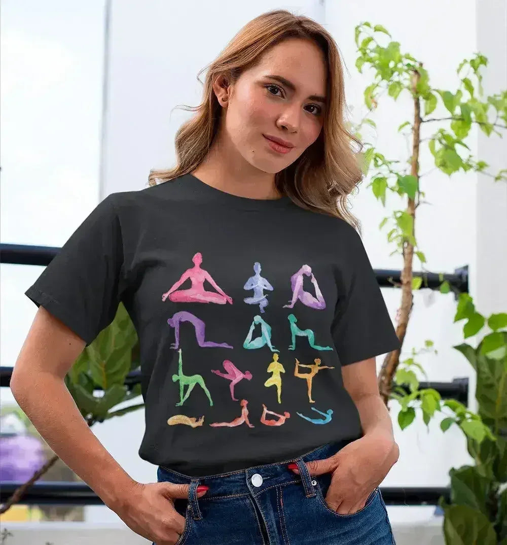T-shirt à manches courtes en jersey imprimé motifs Yoga
