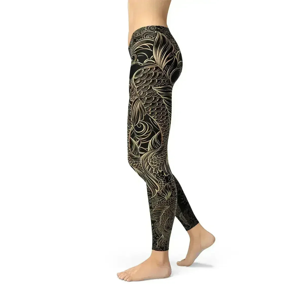 Leggings noirs femme Carpe Koï
