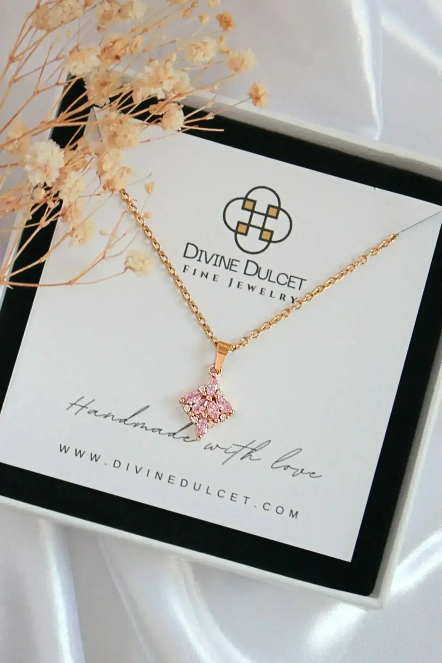Collier Pendentif CZ Rose - Bijou Délicat Plaqué Or 24K | Femstylo
