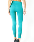 Legging sans couture en mesh avec détails côtelés - Aqua