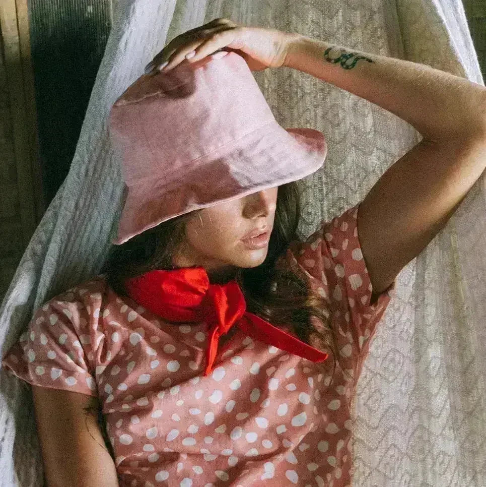Chapeau bob en lin WATU Seaside, Salt Pink
