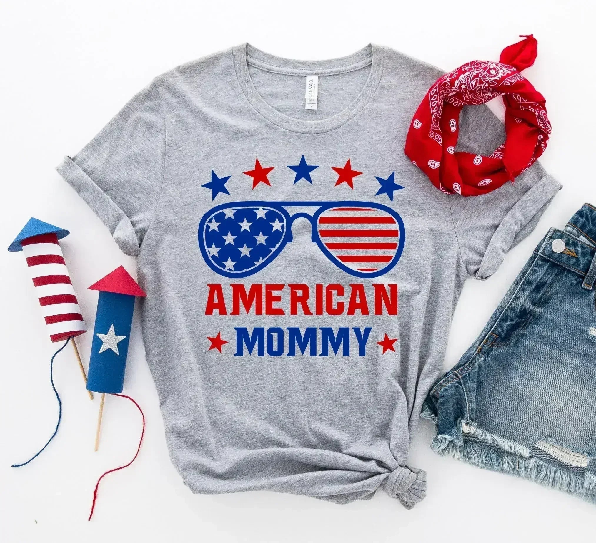 T-shirt Maman Américaine – T-shirt Premium en Coton Filé à l'Anneau pour les Mamans