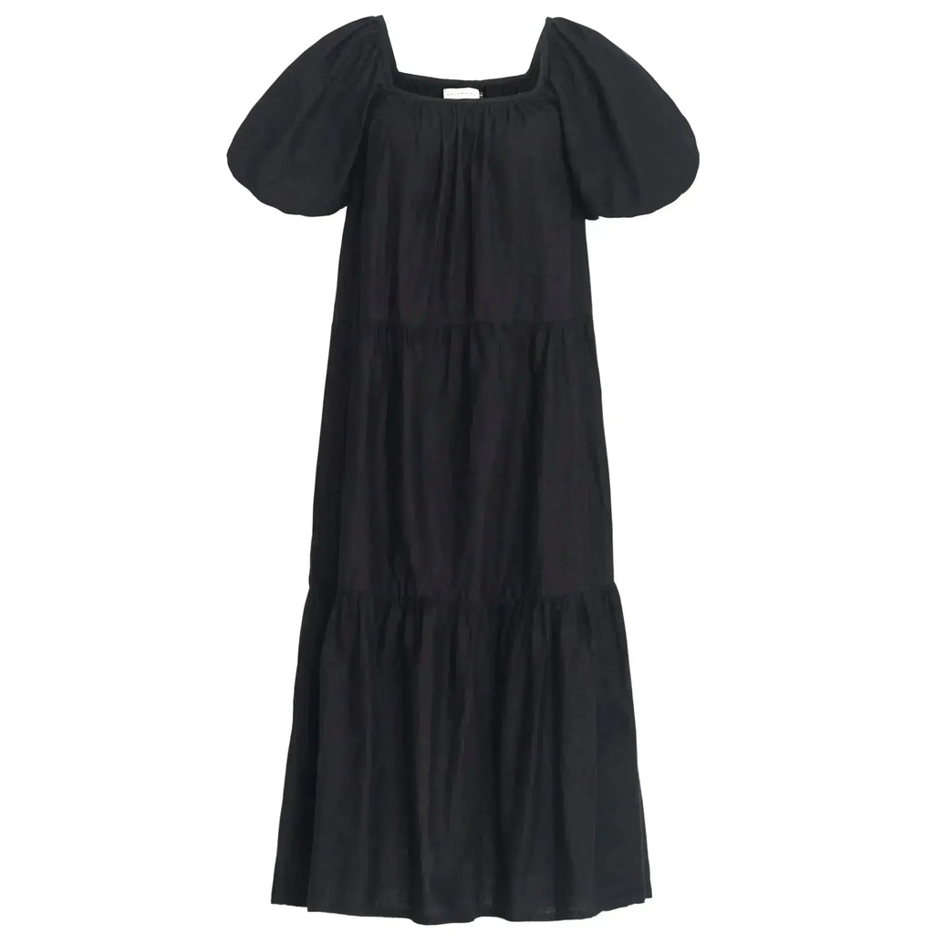 Robe prairie ROSEMARY en coton, noire