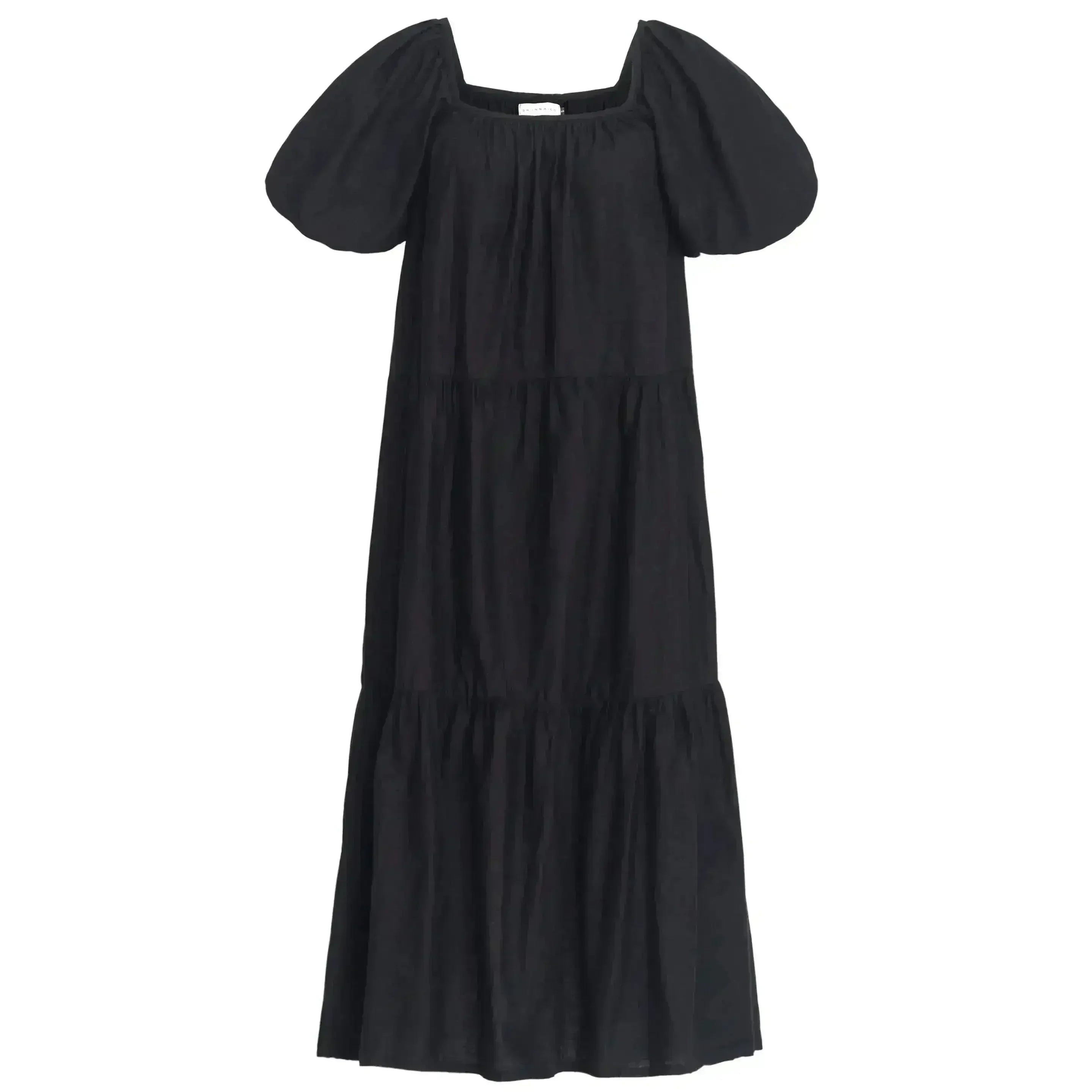 Robe prairie ROSEMARY en coton, noire