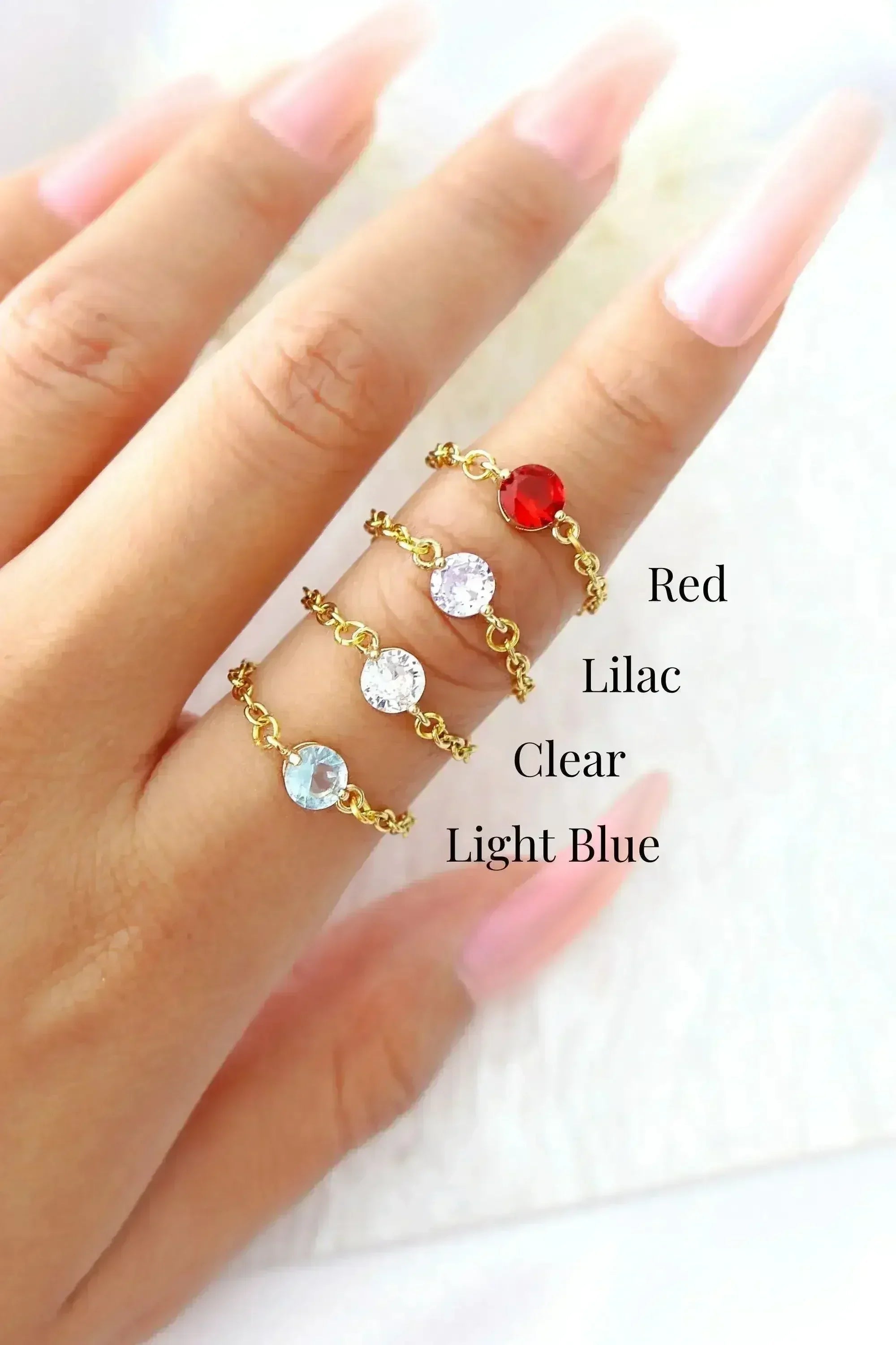 Bague Chaîne Arc-en-ciel Mini en Or 18 carats