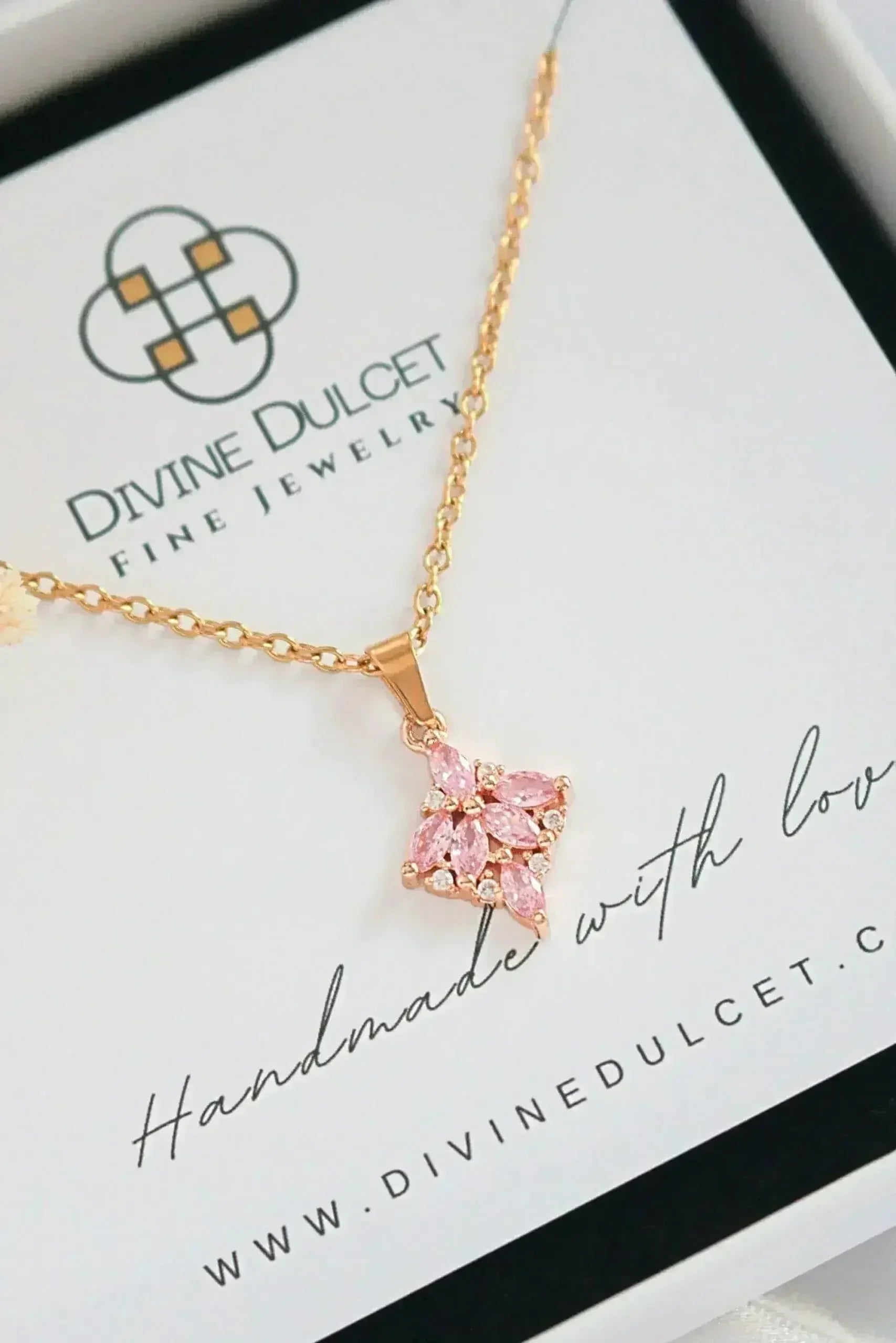 Collier Pendentif CZ Rose - Bijou Délicat Plaqué Or 24K | Femstylo