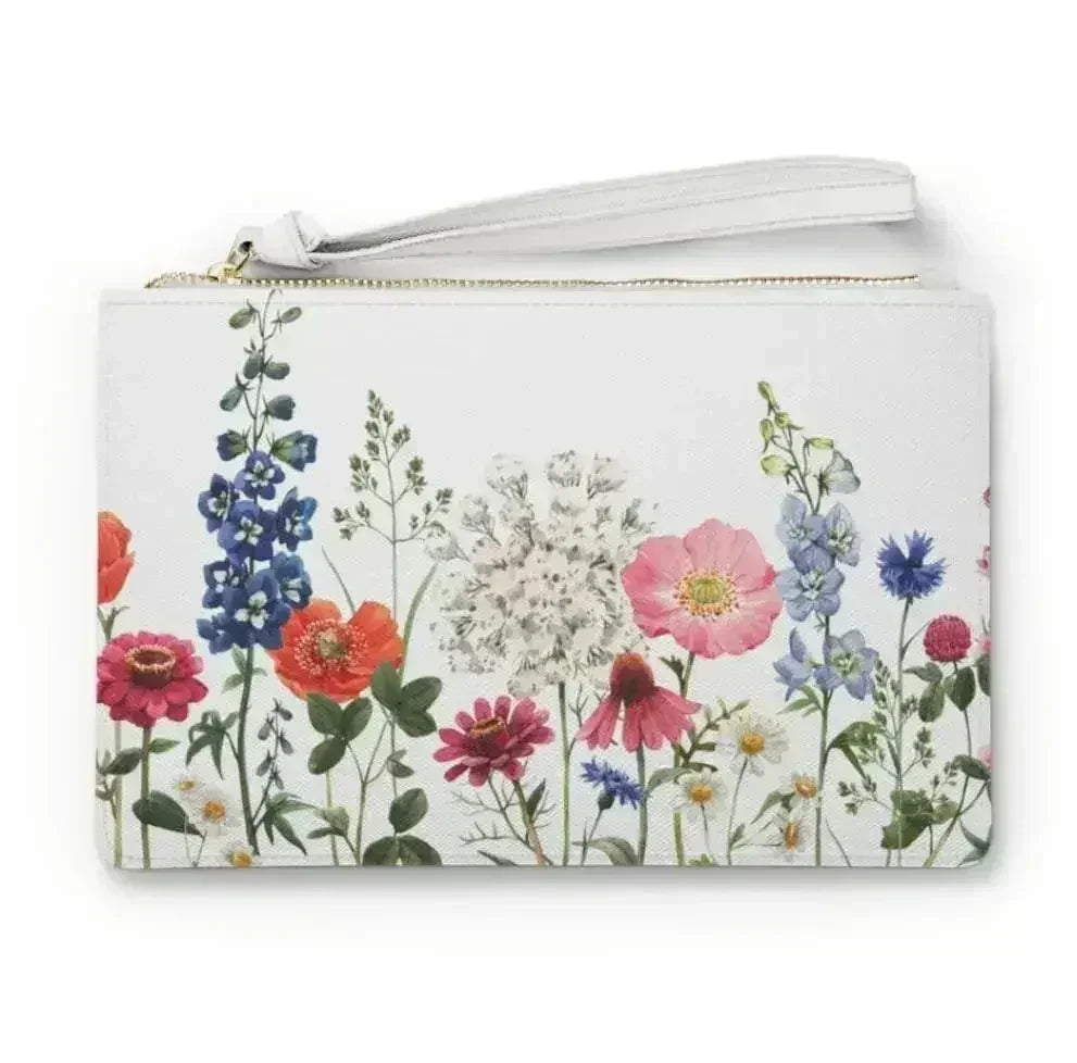 Pochette zippée à motif floral