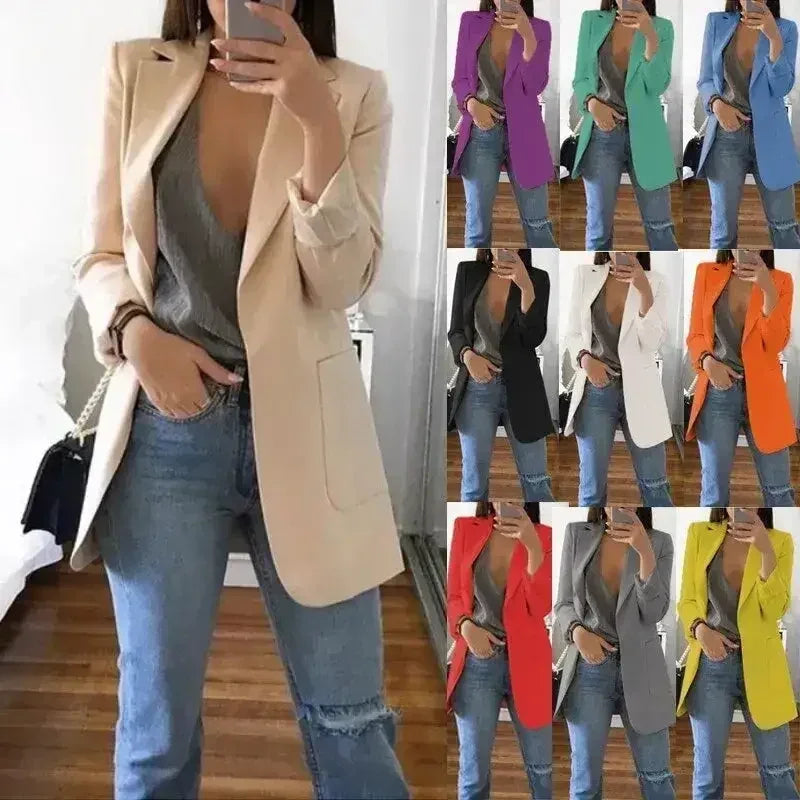 Automne Femmes Décontracté Blazers Ajustés Veste Costume Mode Dame Bureau Costume