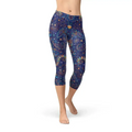 Legging capri femme papillon et motif cachemire
