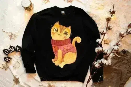 Sweat-shirt d'hiver pour chat - Haut en molleton ras du cou Gildan | Femstylo