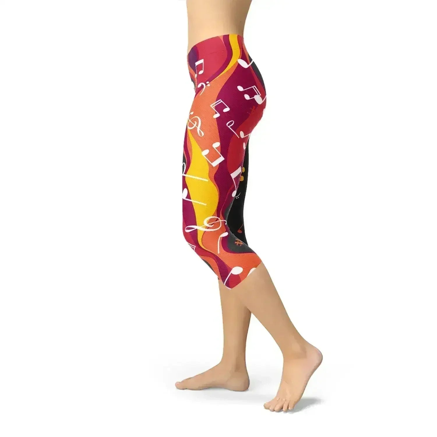 Legging court Capri guitare et notes de musique
