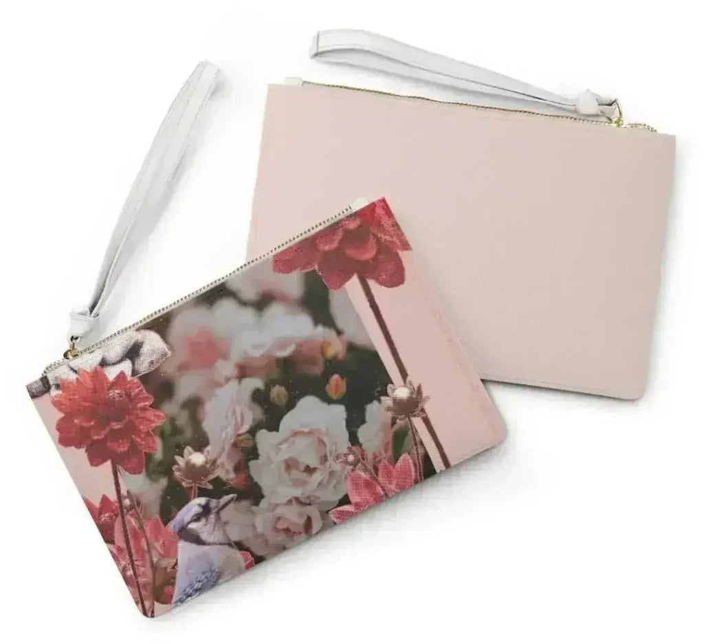 Pochette zippée motif floral grunge