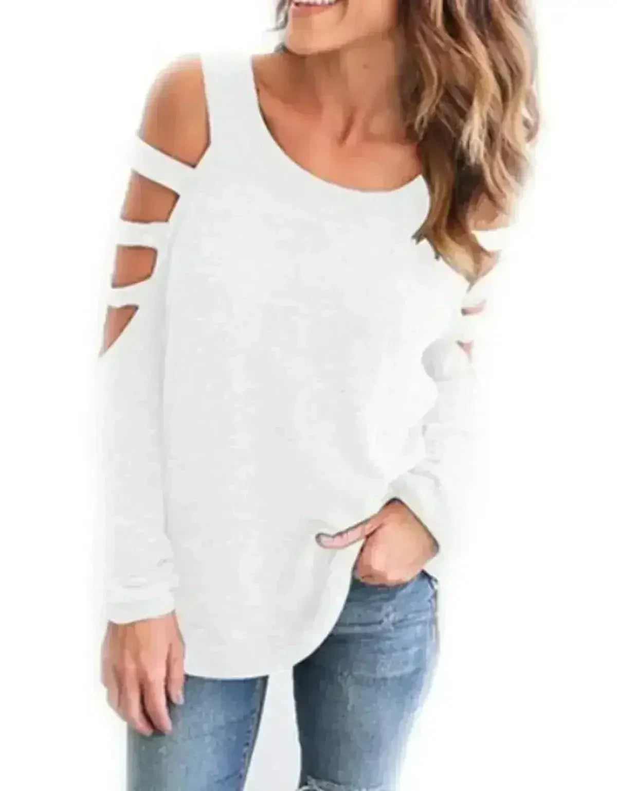 Haut à épaules découpées - Blouse tendance à manches longues | Femstylo