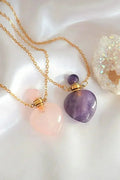 Colliers Cœurs en Cristal, Cristaux Naturels 24 Carats