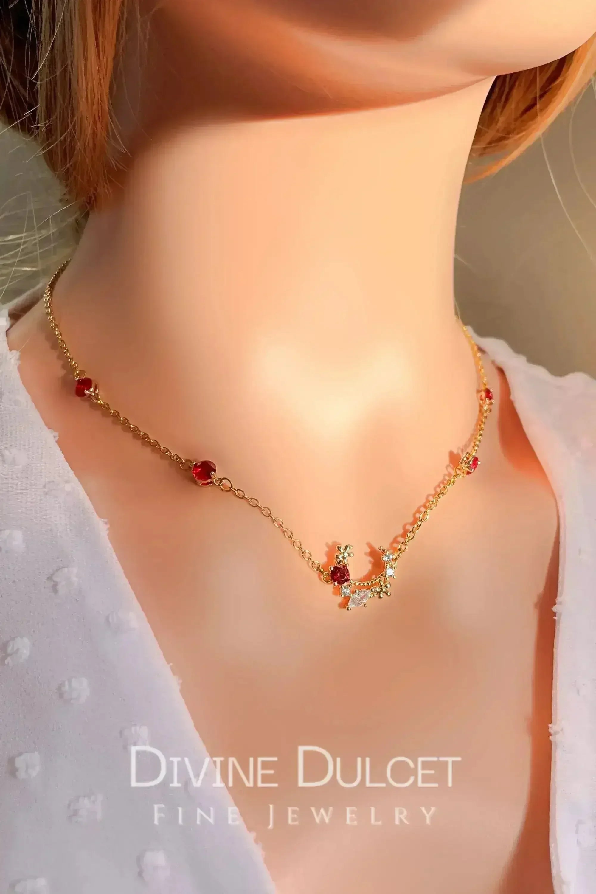 Collier « Jardin féérique » en or rouge 24 carats et oxyde de zirconium