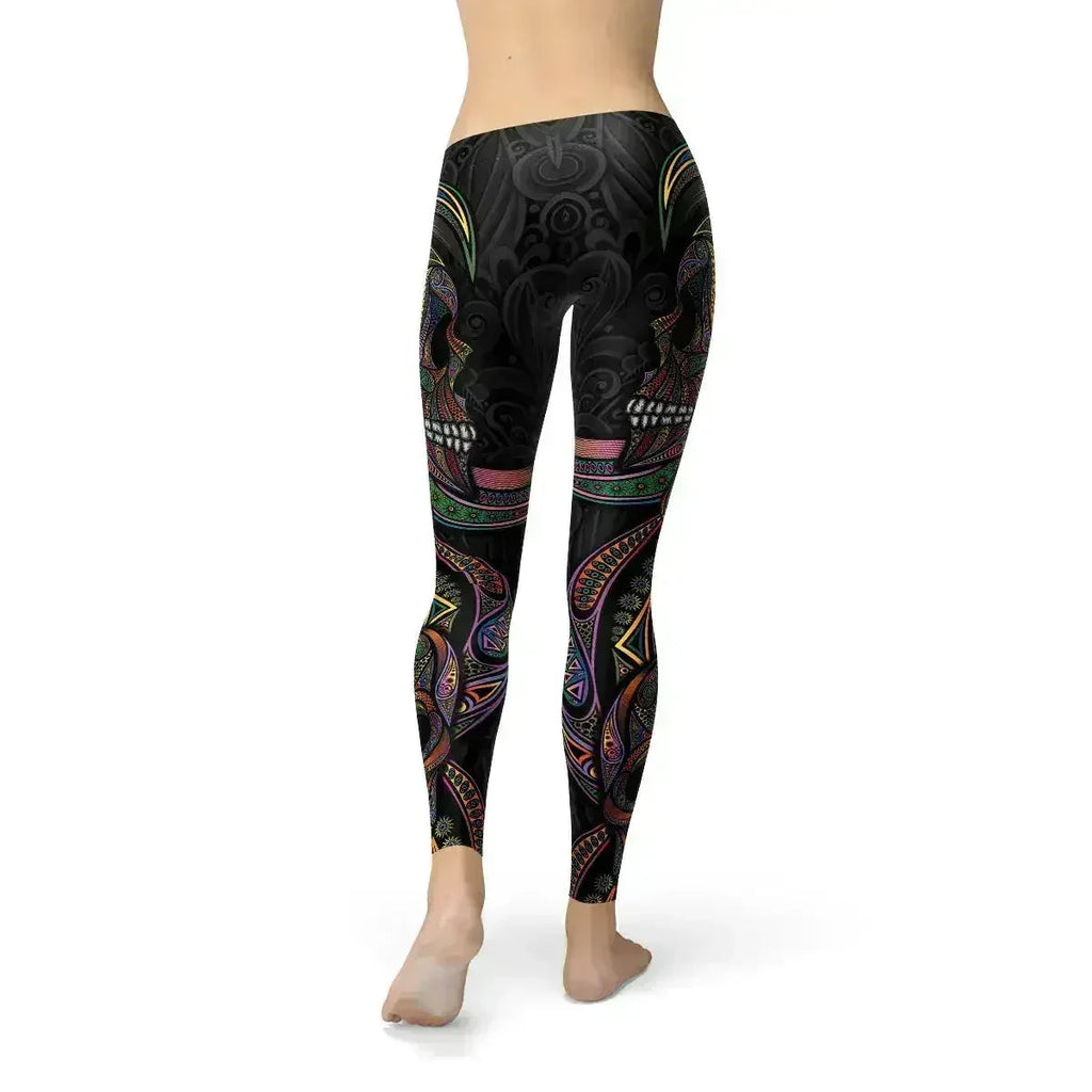Legging tête de mort mexicaine pour femme