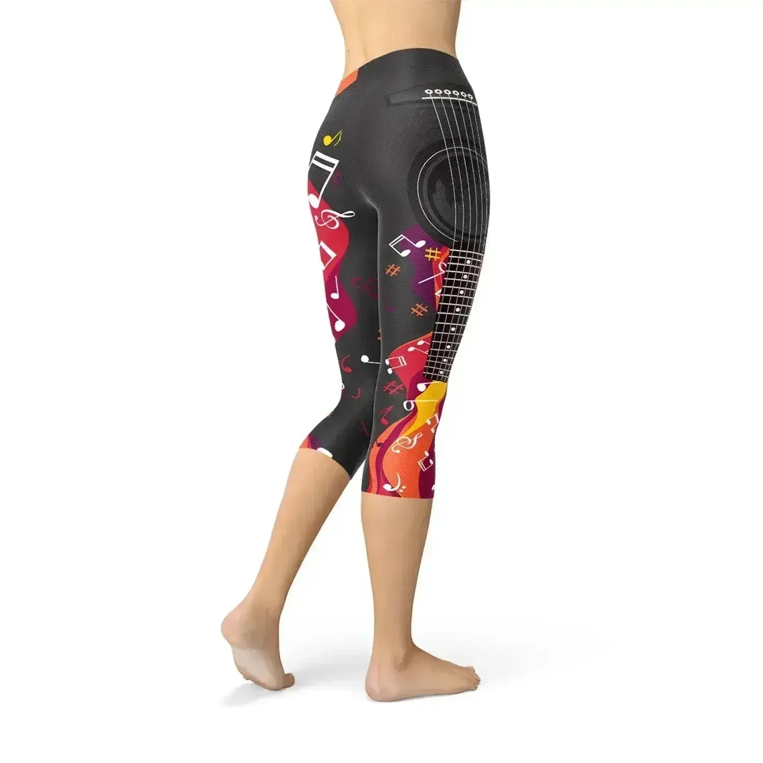 Legging court Capri guitare et notes de musique