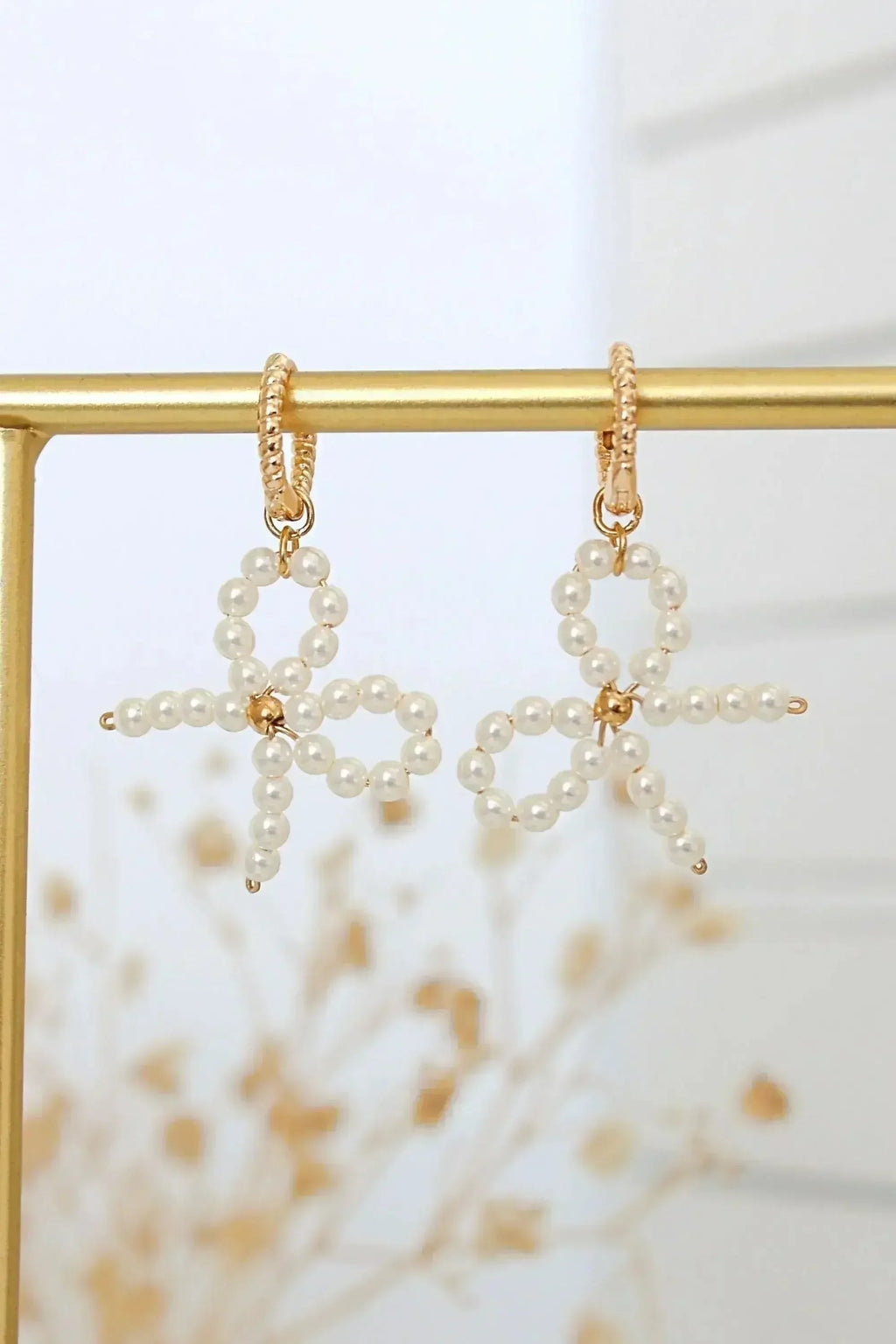 Boucles d'Oreilles Nœud Perle Miss Coquette | Plaqué Or Hypoallergénique - Femstylo